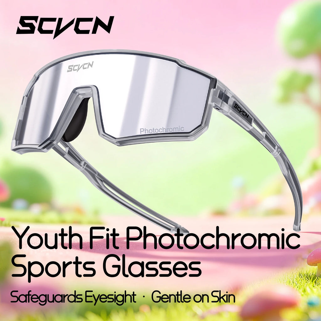 SCVCN New Photochromic Children Cycling Glasses Outdoor Sports Sunglasses Kids Road Bikes Cycling Eyewear UV400 Fashion Goggles