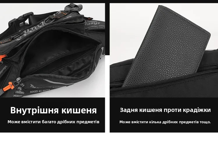 Summer Large Capacity Waterproof Nylon Sports Crossbody Bag for Men Casual Outdoor Leisure Mobile Phone Bag Trendy Sports Wai...