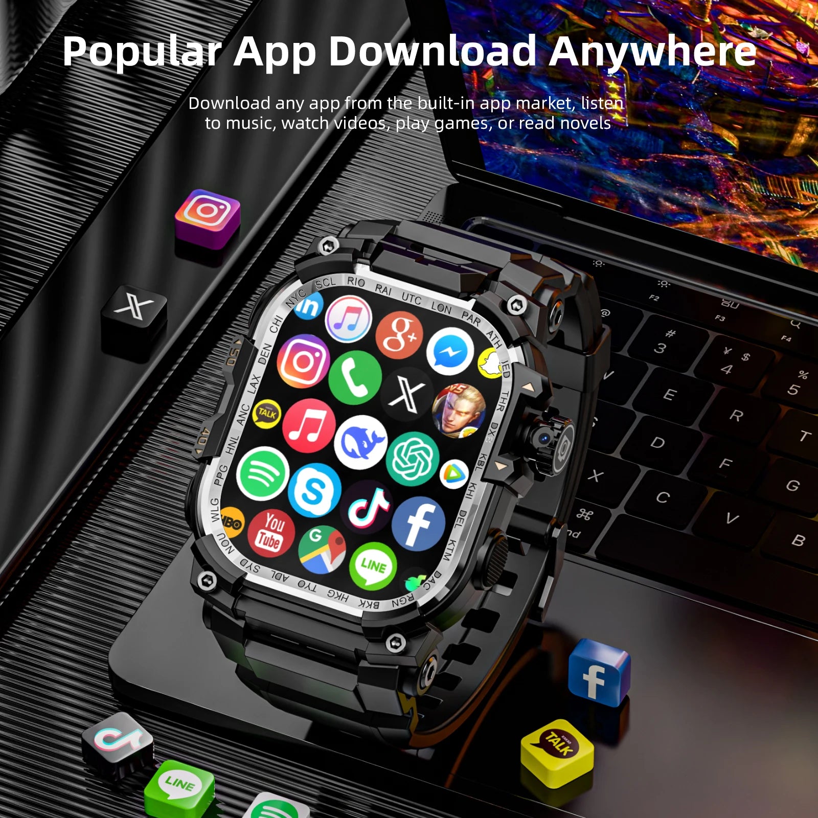 APPLLP 7 MAX 5G LTE Smartwatch 2.06inch Amoled Larger Screen Android 10.0 Smart Watch With 8MP Rotary Camera Sim Card Slot WIFI