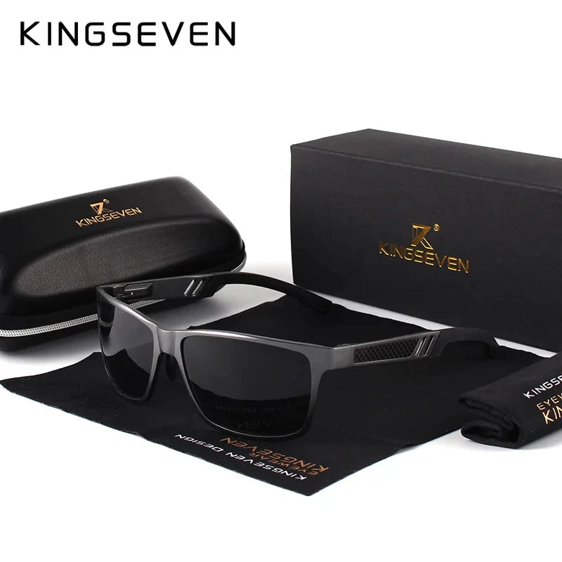 KINGSEVEN Men Polarized Sunglasses Aluminum Magnesium Driving UV400 Glasses Rectangle Shades Eye Protection Luxury Male Eyewear