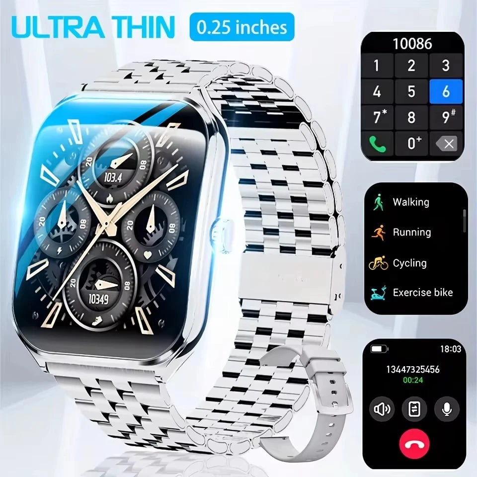 2026 New Ultra Thin AMOLED Smart Watch Men 386*448HD Screen Fashion Women Sports Bracelet BT Calling Waterproof Smartwatch gift
