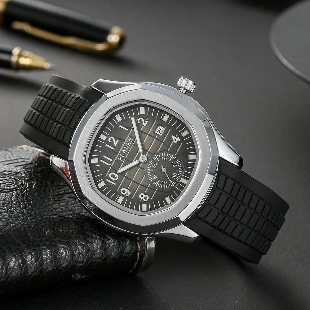 Fashion Watch Men Classic Orange Grenade Dial Minimalist Wristwatch Sport Silicone Strap Dive Auto Date Men's Watches Hot Sale