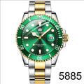 OLEVS Top Original Men Quartz Watch Green Waterproof Watch for Men Stainless Steel Quartz Men Luxury Watch Luminous Wristwatch