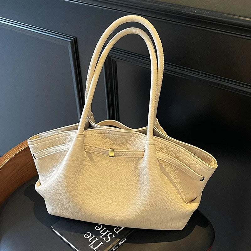 Large Capacity Women's Shoulder Bag Commuter Tote Bag Underarm Single Shoulder Bag Retro Design Casual Handbag