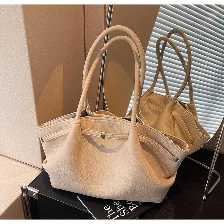 Large Capacity Women's Shoulder Bag Commuter Tote Bag Underarm Single Shoulder Bag Retro Design Casual Handbag