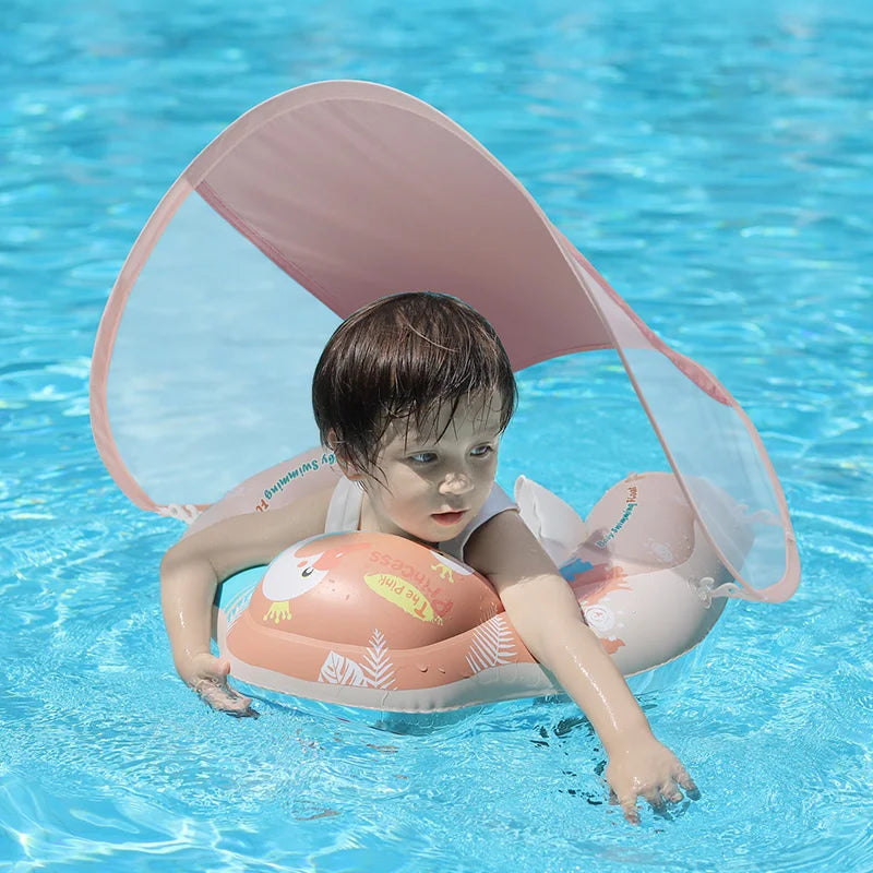 Swimbobo Baby Swimming Float With Canopy Inflatable Infant Floating Ring Kids Swim Pool Accessories Circle Bathing Summer Toys