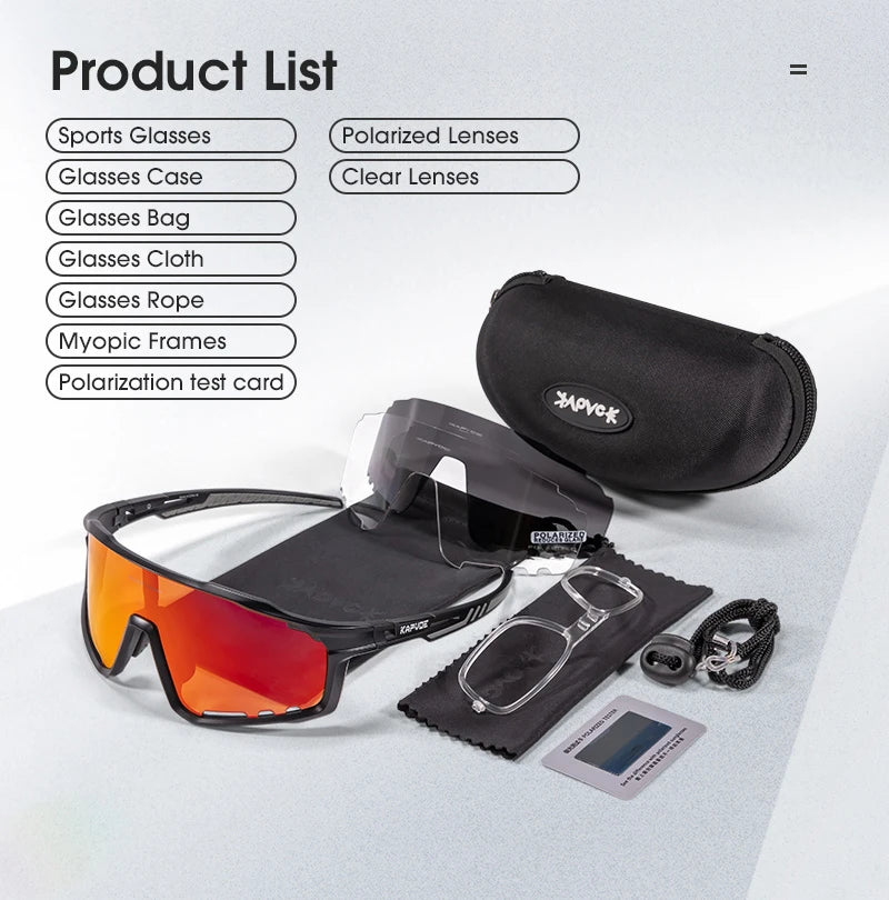 Kapvoe UV400 Racing Bike Glasses Eyewear MTB Cycling Sunglasses Cycling Glasses  Polarized Men's Sunglasses Women Sport Goggles