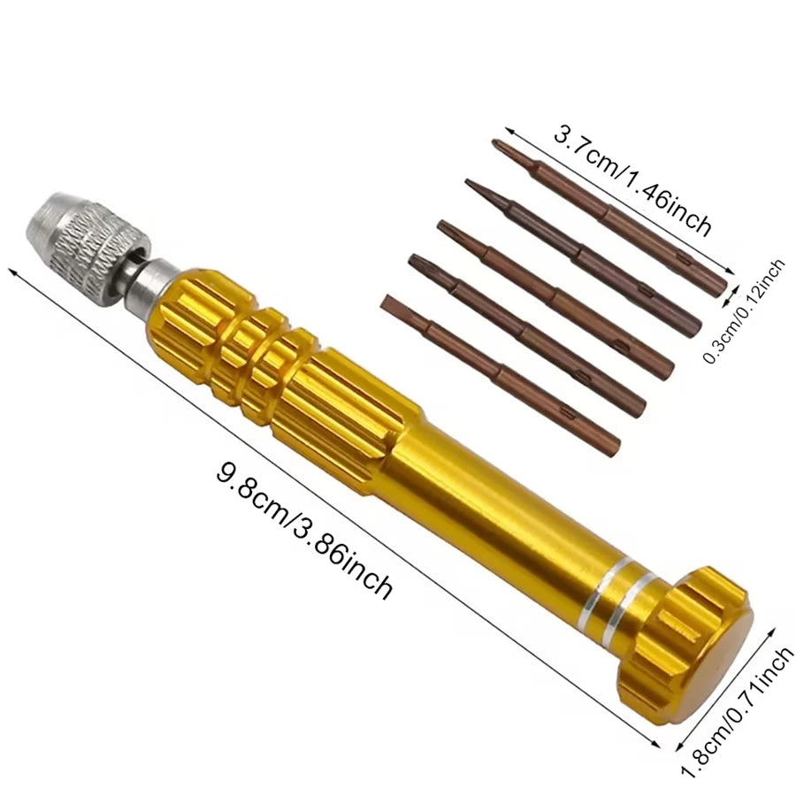 Watch Repair Screwdriver Handle 5 in 1 Alloy Magnetic Disassemble Open Repair Screwdriver Tool Set for Cell Phones Eletronic Dev