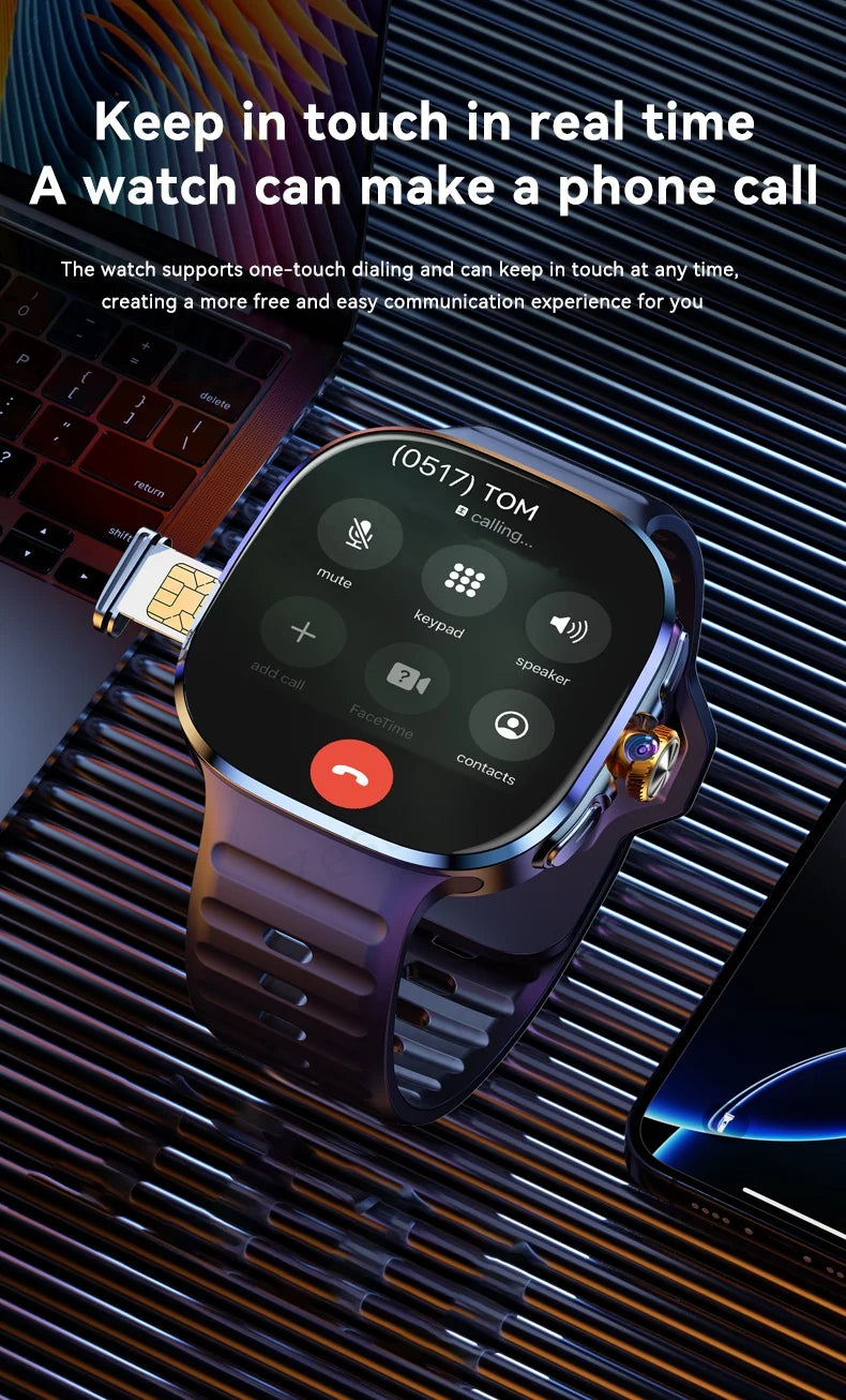 Original M99 Smartwatch with 2.4 Inch AMOLED Screen 4G/5G SIM Card Slot GPS WiFi 190° Rotating Camera Android 10.0 Gaming Watch