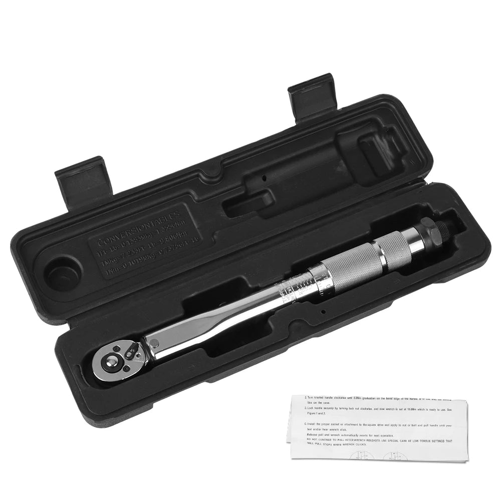 5-25N.m Micrometer Professional Adjustable Torque Wrench 1/4'' Drive Spanner Hand Tool For Car Bicycle Motorbike Use
