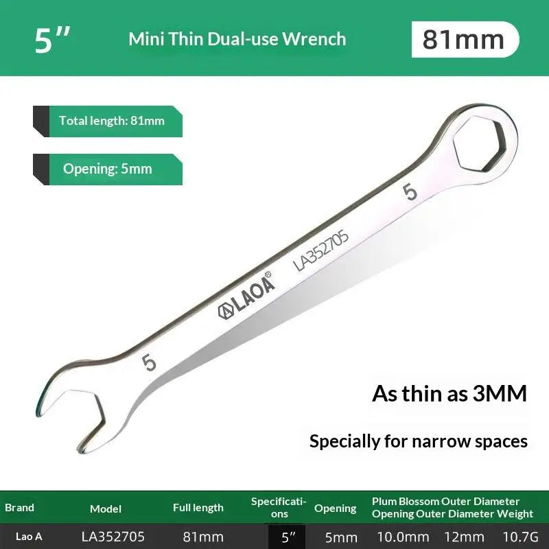 1/8/10Pcs Mini Thin Stainless Steel Double Open-end Wrench 5-11mm Dual-purpose Wrench For Repair Hand Tool Accessory