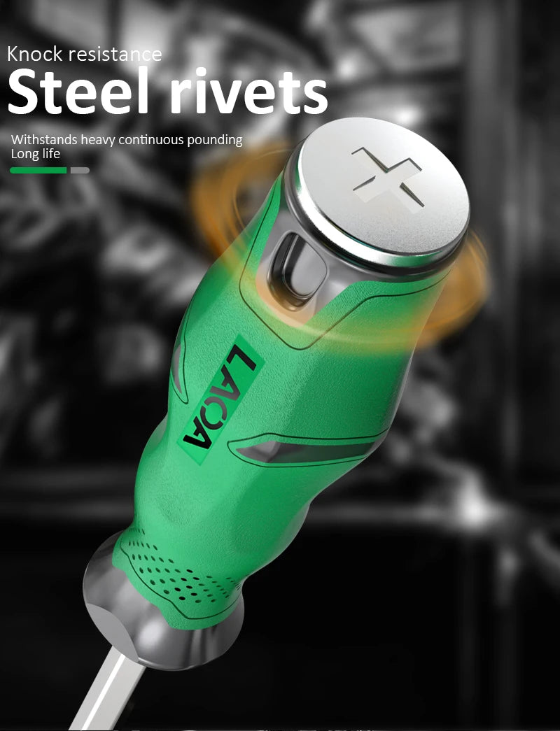 1pcs LAOA Magnetic Screwdriver Phillips Slotted Screwdrivers Set Hardness 58HRC Alloy Steel with Tap Knock Function