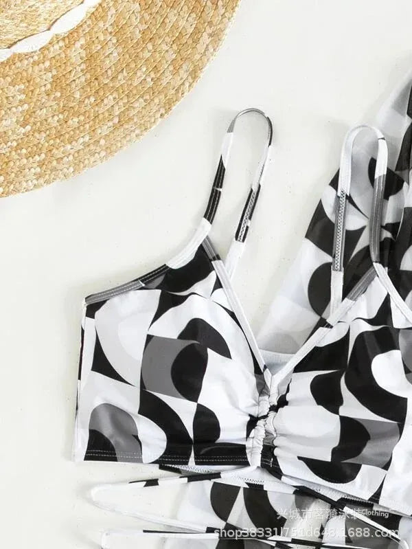 Mingyi New Multi-Color Mesh Cover up Sexy Leg Lengthening Swimsuit Top Bottoms Three-Piece Set Women's Swimwear