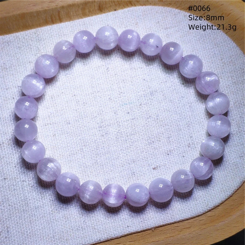Natural Purple Kunzite Clear Round Beads Bracelet Jewelry Women Men Colorful Kunzite Bracelet Cat Eye Women Men AAAAAA