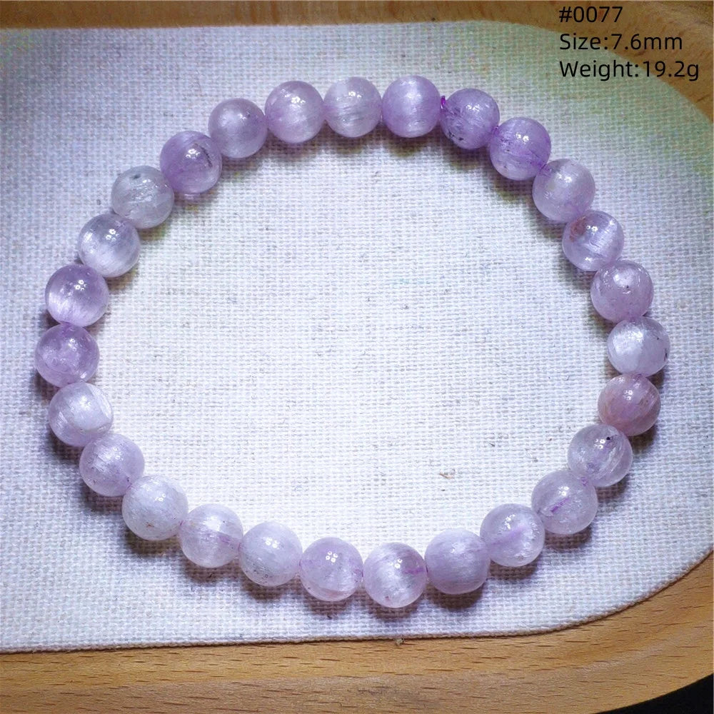 Natural Purple Kunzite Clear Round Beads Bracelet Jewelry Women Men Colorful Kunzite Bracelet Cat Eye Women Men AAAAAA