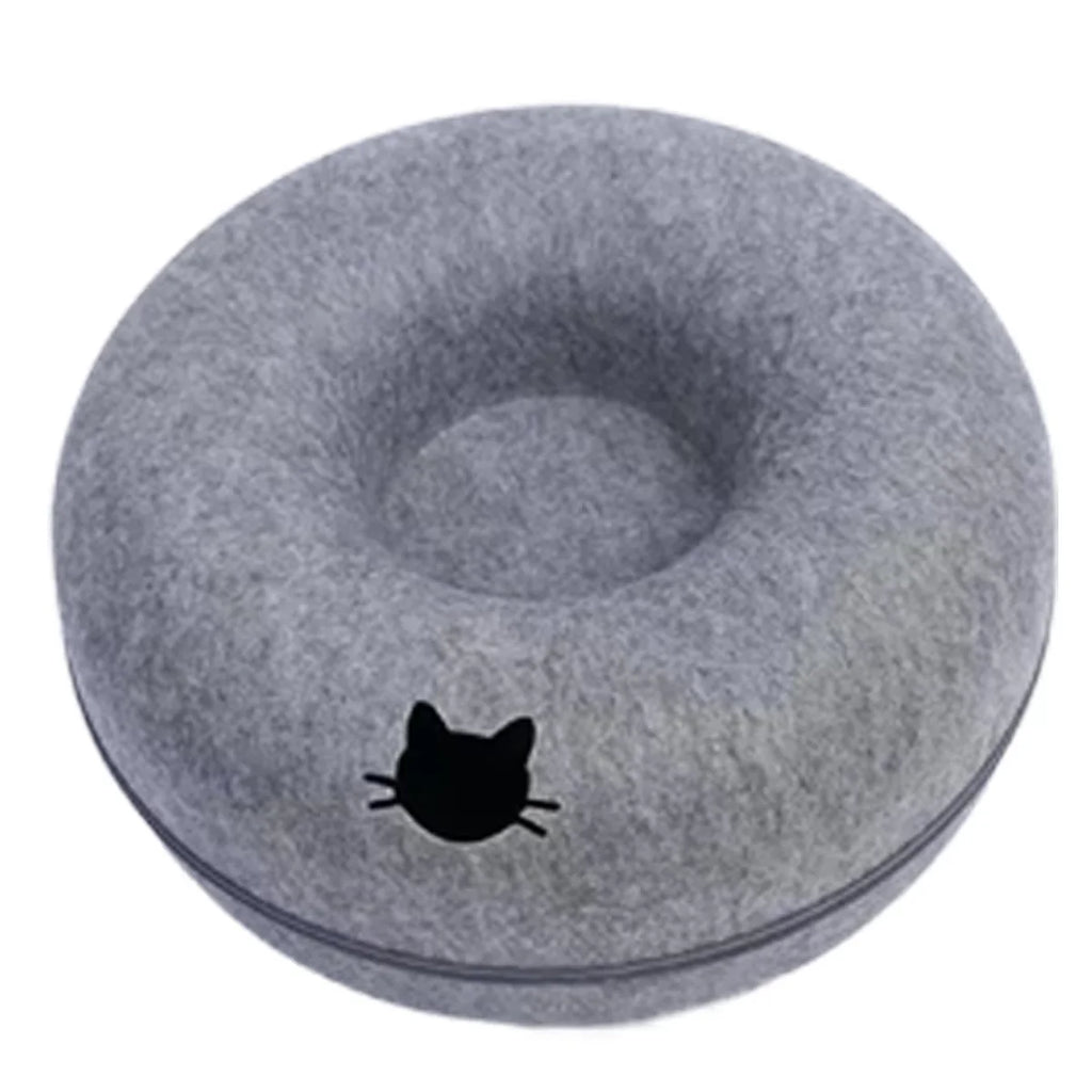 Interactive Round Cat Tunnel Donut Nest Felt Kittens Bed House Scratcher Sleeping Cushion Pet Toy for Cats