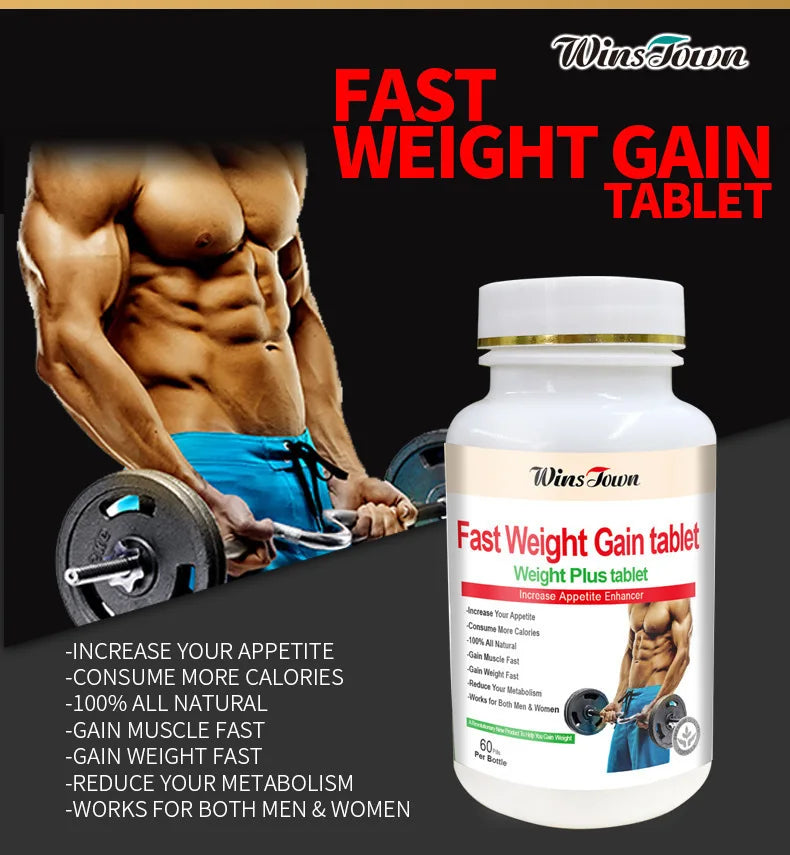 2 Bottle Fast Weight Gain Tablet For Men Boost Max Muscle Building Mass Gainer Body Weight Quick Growth Weight Gain Capsules