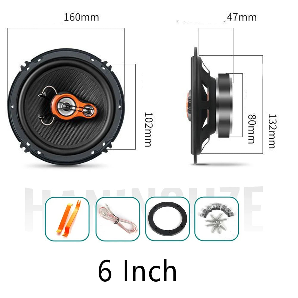 2pcs 4''/5''/6 /''6.5 Inch 2 Way Coaxial Speakers For Car 4 Ohm 100-150W Subwoofer Universal Automotive Rubber Surround Tweeter