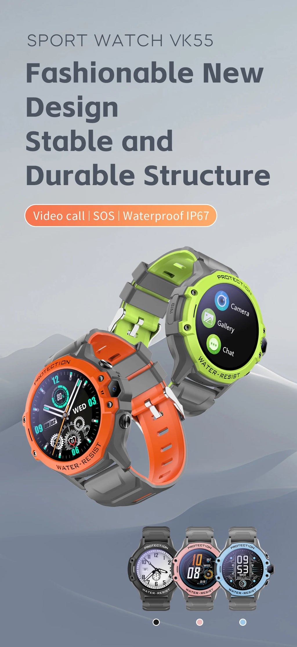 VALDUS 2025 New VK55 4G Children Smartwatch SOS Emergency Call GPS Electronic Fence 0.3 Mpix Camera SIM Card Children Smartwatch