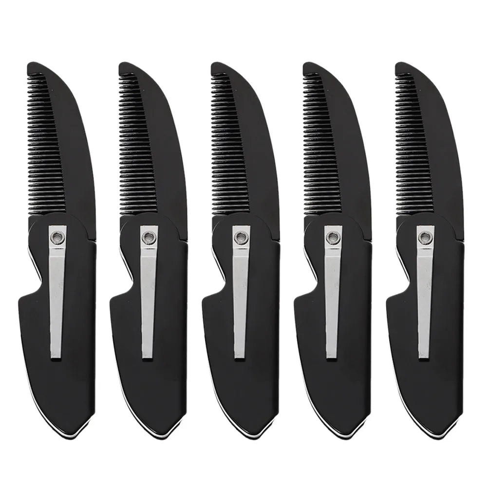 5Pcs Folding Beard Comb for Men Portable Pocket Mustache Grooming Tool Small Compact Fine Toothed Styling Comb for Hair Beard