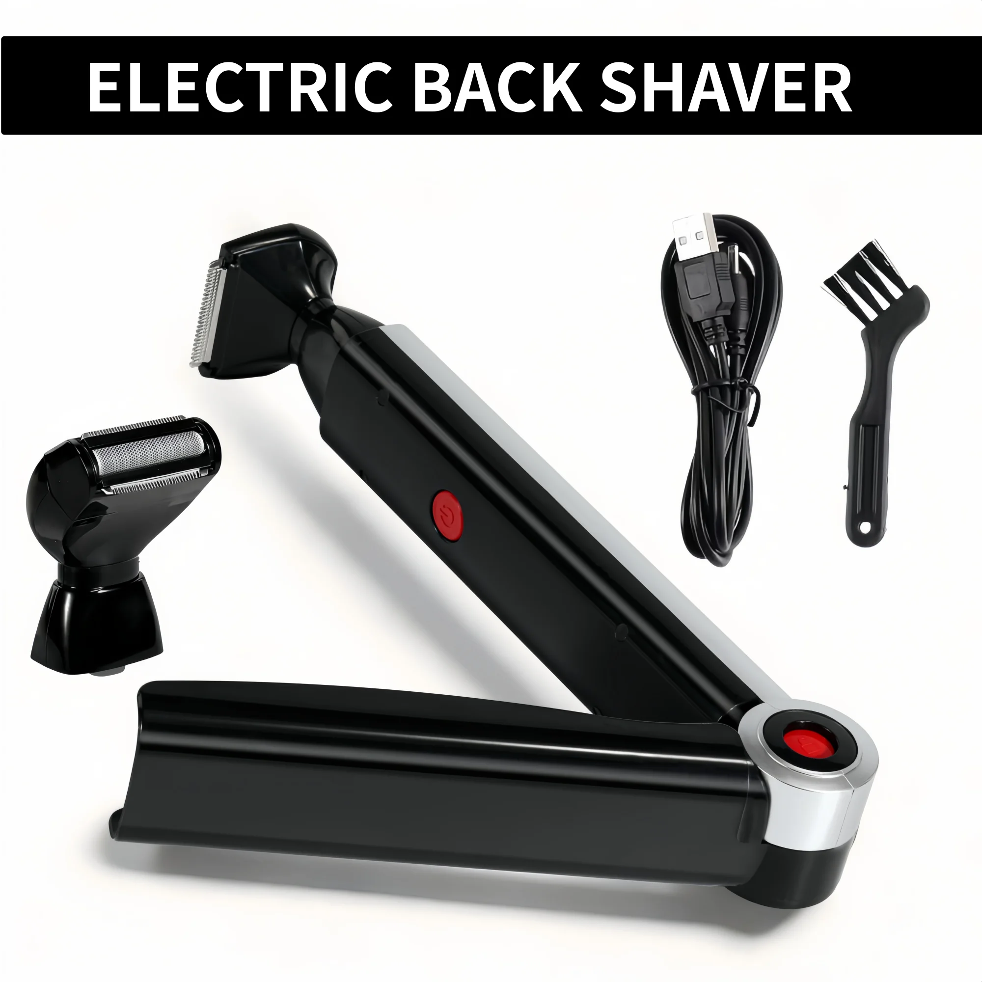 Men Shaving 180 Degrees Foldable Electric Back Hair Shaver Long handle men back shaver 2 In 1 Facial Hair Trimmer Razor