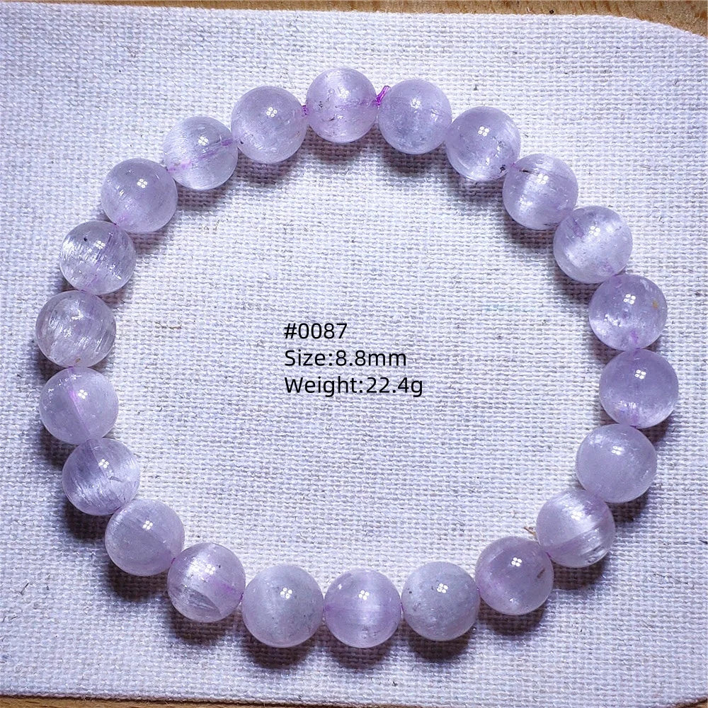 Natural Purple Kunzite Clear Round Beads Bracelet Jewelry Women Men Colorful Kunzite Bracelet Cat Eye Women Men AAAAAA
