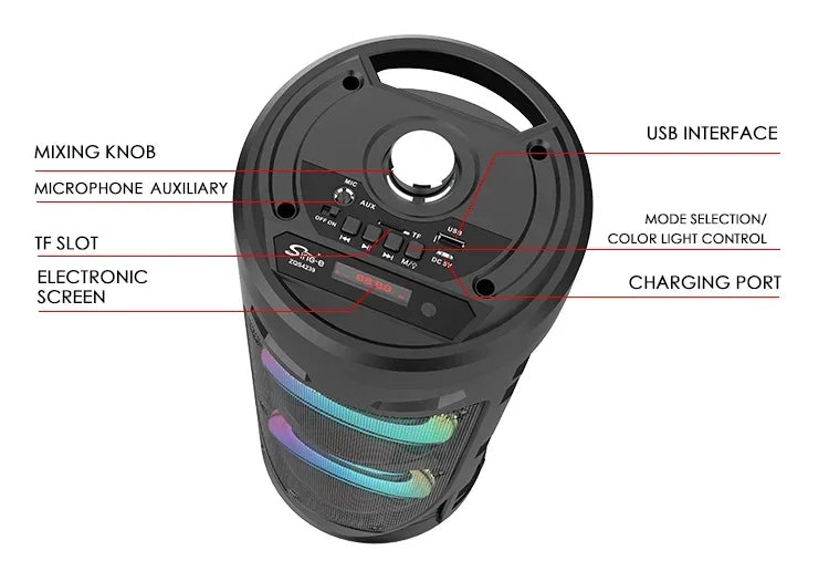 30W Wireless Column Big Power Stereo Portable Bluetooth Speaker Subwoofer Bass Party Speakers with Microphone Family Karaoke USB