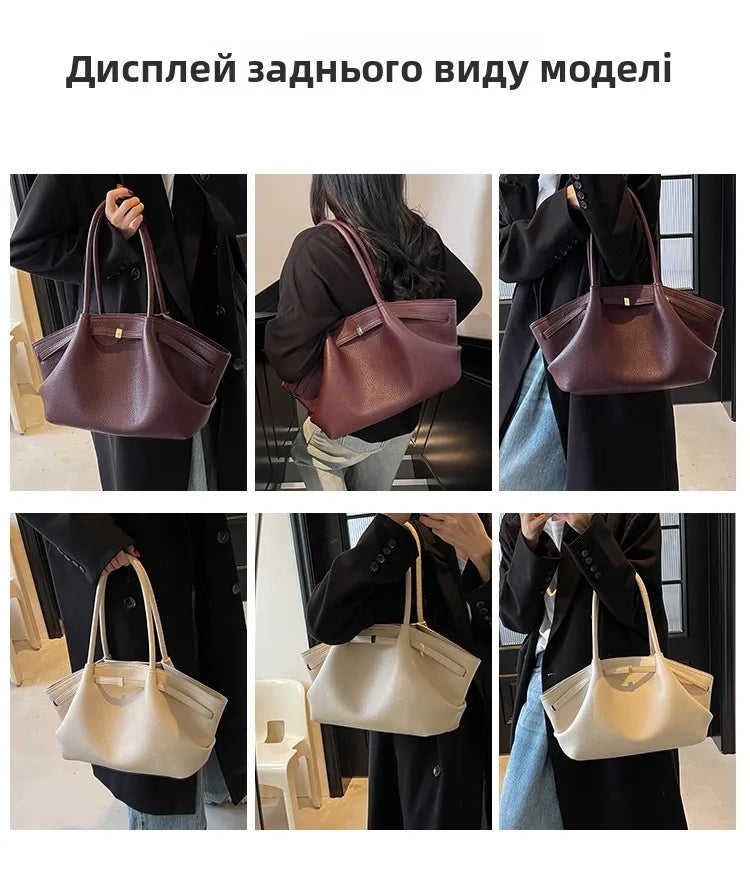 Large Capacity Women's Shoulder Bag Commuter Tote Bag Underarm Single Shoulder Bag Retro Design Casual Handbag