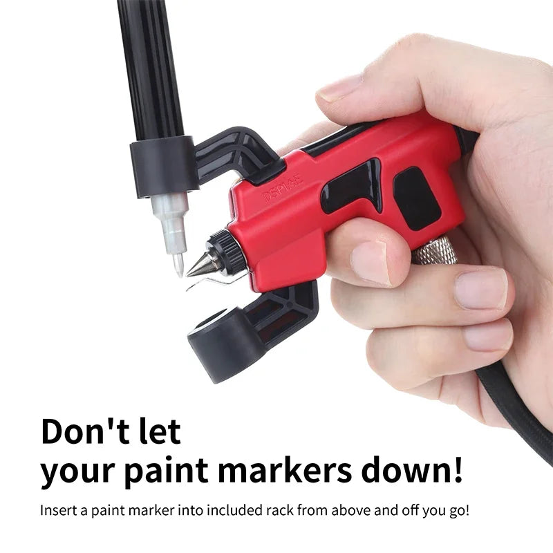 PT-AB Wash-Free Airbrush with Marker Rack for Scale Model Painting Quick Color Change Hobbyist DIY Craft Tools