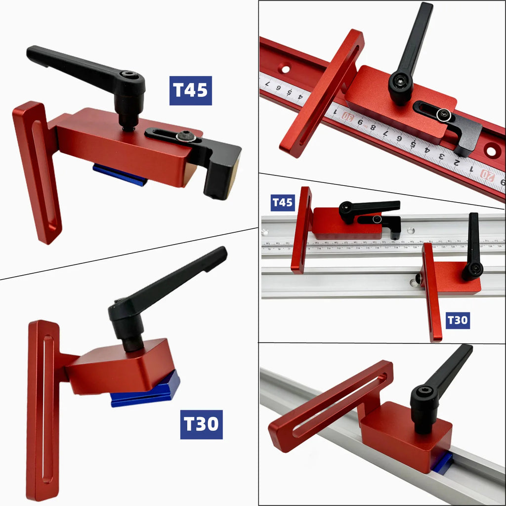 Miter Track Stop T-Slot T-Tracks Stop Chute Locator Aluminium Alloy Backing Connector for Woodworking Guide Rail Table Saw DIY