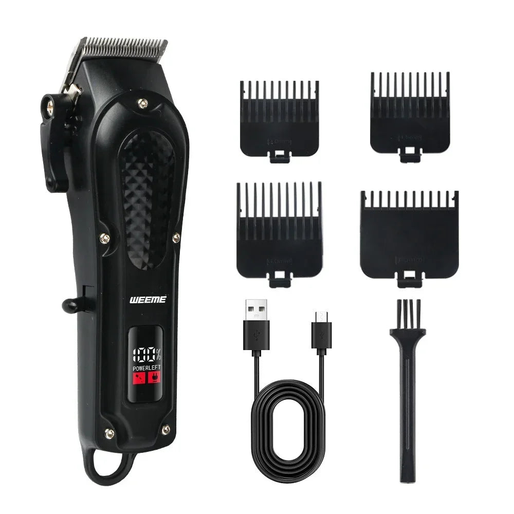 Tondeuse à Cheveux Rechargeable pour Hommes — Kit Professionnel Barbe & Cheveux, Charge USB Rapide