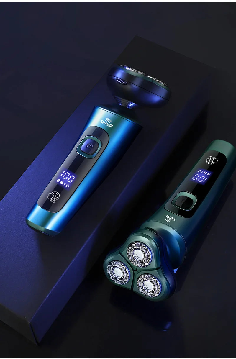 Smart Electric Shaver with LCD Display – 3D Floating Triple Head Razor, USB Rechargeable & Waterproof for Shaving Beard Trimming