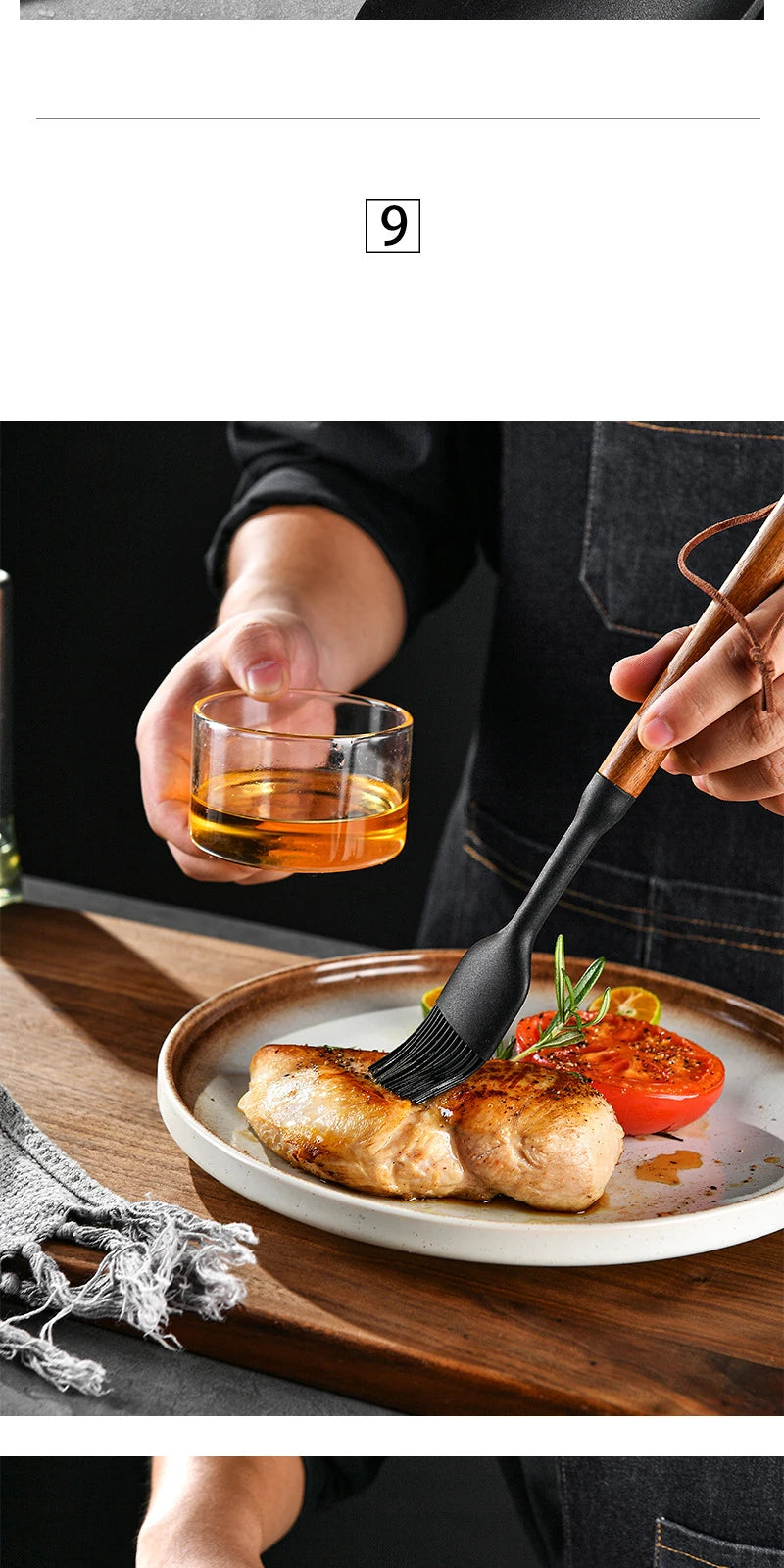 1/7Pcs Black Food Grade Silicone Kitchen Cookware Utensils Spatula Spoon Oil Brush Practical Cooking Tool Kitchenware Set