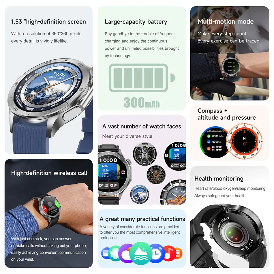 For OPPO Watch X Smart Watch Men High-end Business Men Bluetooth Call IP68 Waterproof Fitness Tracker Smartwatch Man 2025 New