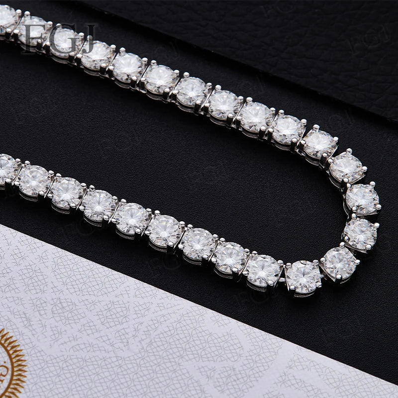 100% Real Moissanite Tennis Necklace for Woman Men Wedding Jewelry With GRA 925 Sterling Silver Plated 18K White Gold Necklace