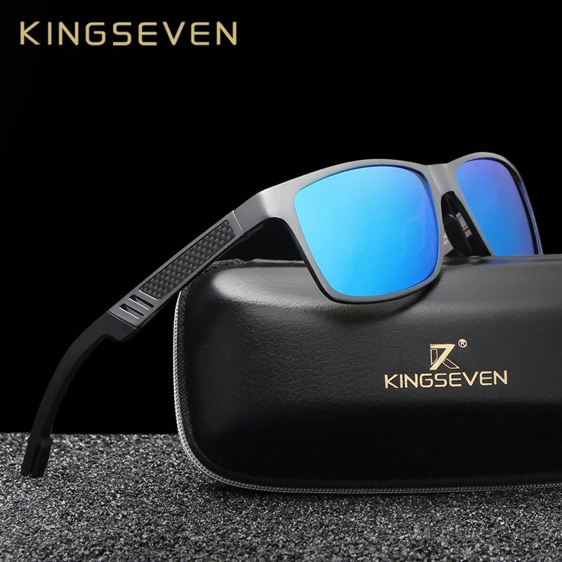 KINGSEVEN Men Polarized Sunglasses Aluminum Magnesium Driving UV400 Glasses Rectangle Shades Eye Protection Luxury Male Eyewear