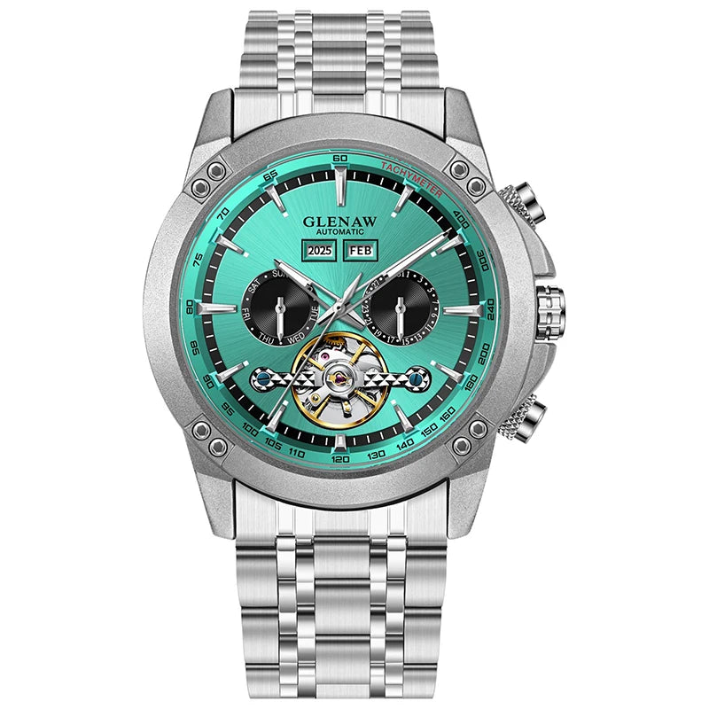 Glenaw high-end brand fully automatic mechanical multi-function watch men's business personality trend waterproof watch