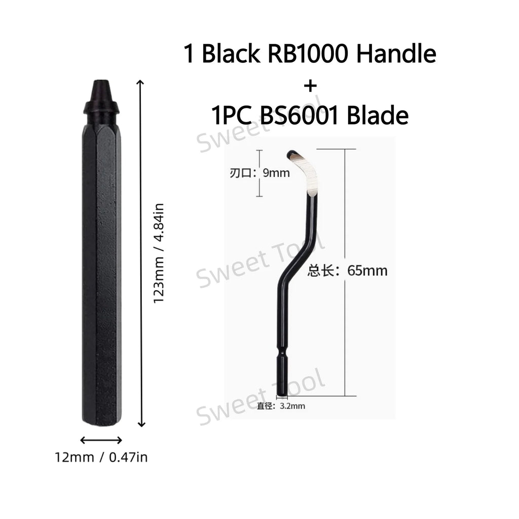 Deburring Tool Set RB1000 Black Metal Handle with 1/10/11 Swivel Blades for Metal PVC Plumbing 3D Printing Plastic Copper Resin