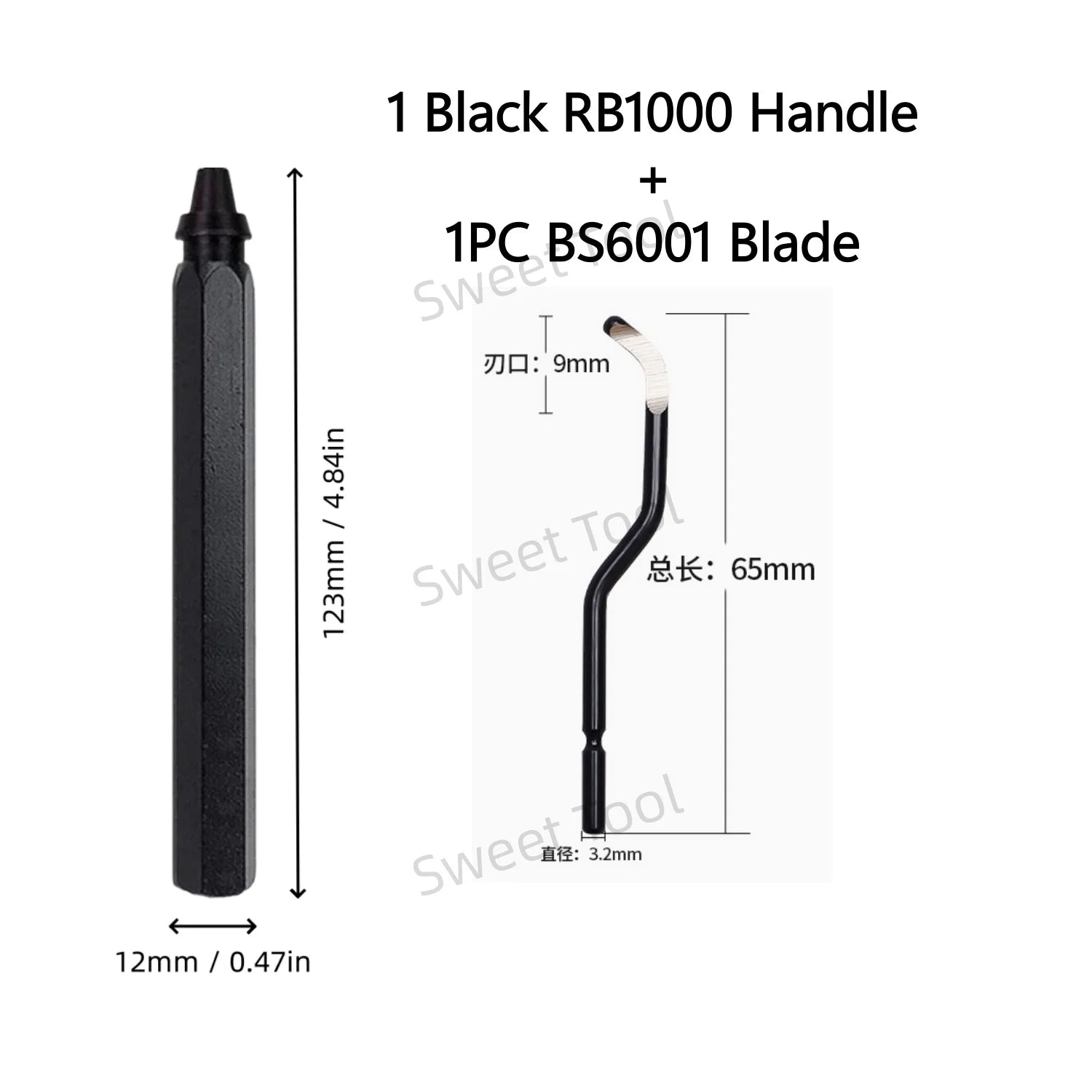 Deburring Tool Set RB1000 Black Metal Handle with 1/10/11 Swivel Blades for Metal PVC Plumbing 3D Printing Plastic Copper Resin
