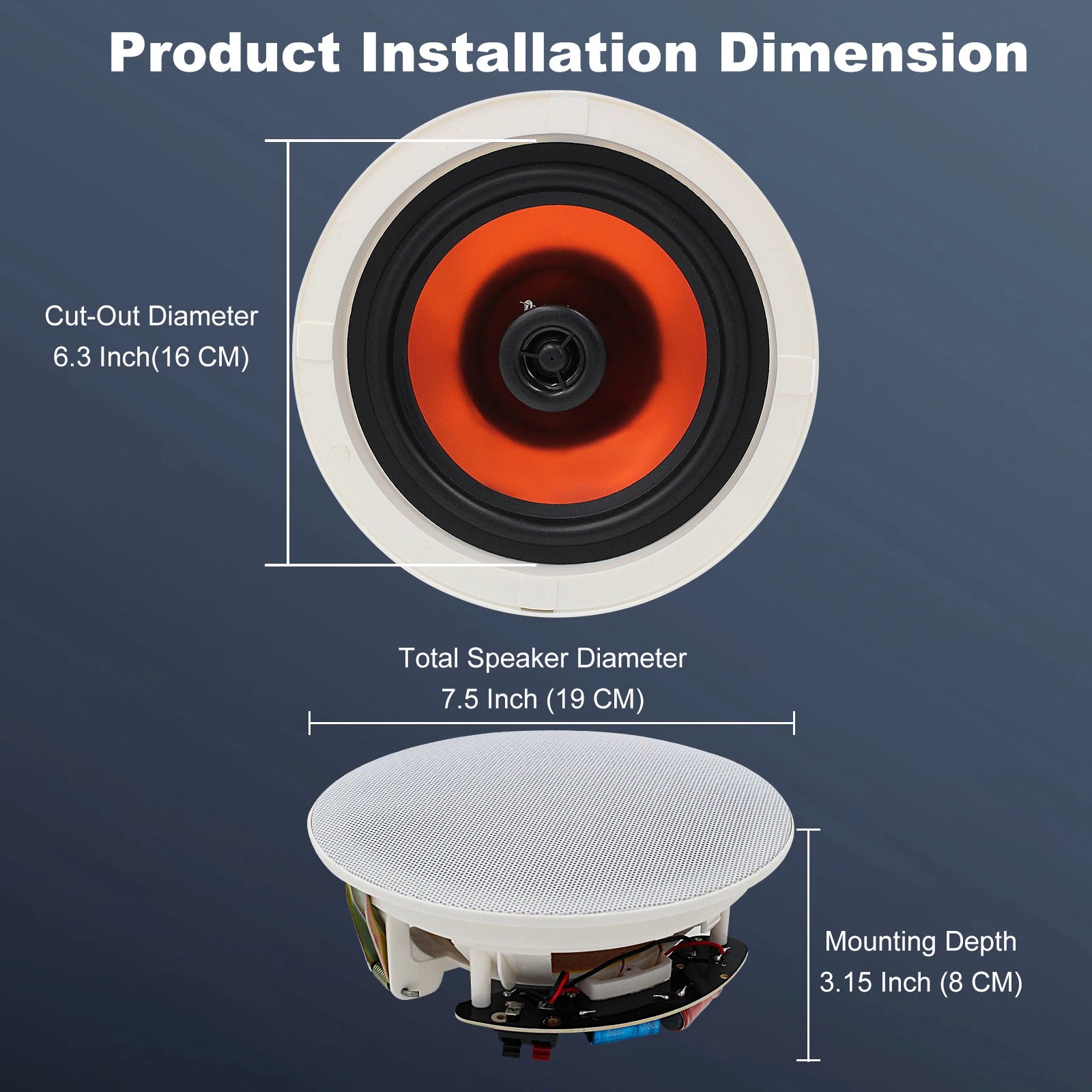 STUDIOFINIX 6.5" 4PCS 600W Premium Waterproof Bluetooth Ceiling Speakers - Wired Home Recessed Set for Indoor Kitchen Bedroom