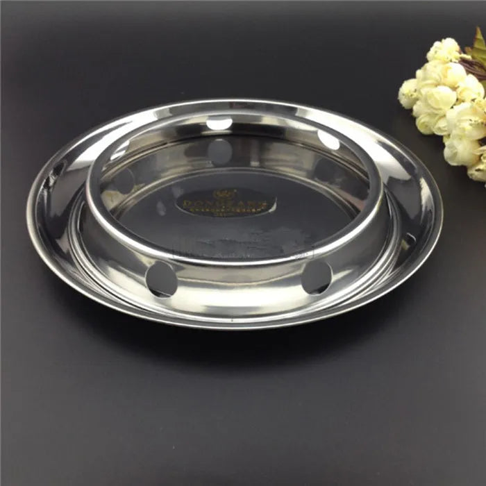 Thickened Stainless Steel round Tube Wok Stand Double Layer Pot Pad with Plate Connected Pot Stand Heat Insulation Anti-Scald...