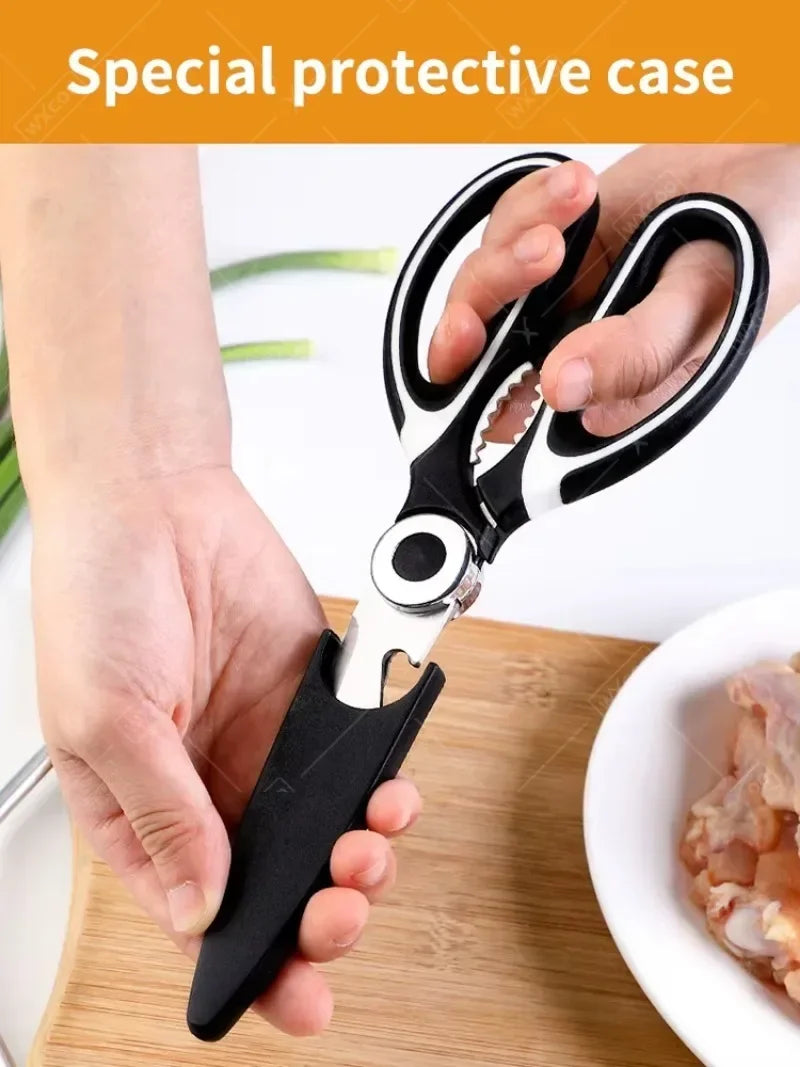 WXCOO Chicken Bone Scissors Stainless Steel Cutting Knife Kitchen Scissors Multifunctional Food Scissors Slicing Fish Meat Knife