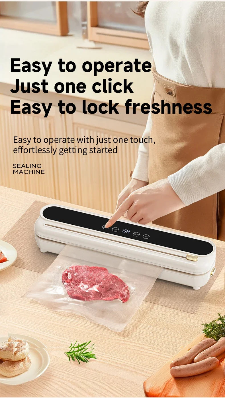 Electric Vacuum Sealer Food Storage Seal Touch Button Dry/Wet Built-in Cutter Kitchen Food Sealing Vacuum packaging machine