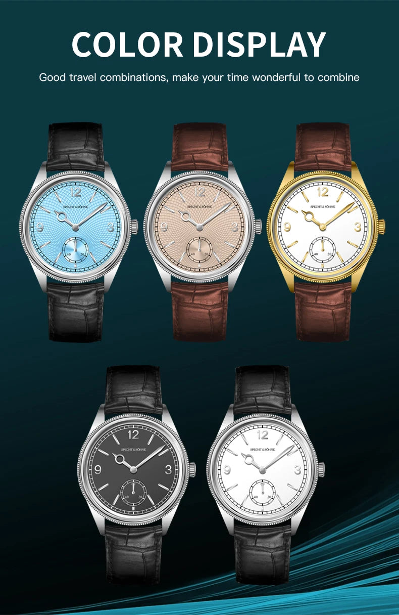 New Fashion Specht & Söhne 38.5MM Mechanical Watches For Men Seagull Movt Sapphire Crystal Business Watch Relogio Masculino
