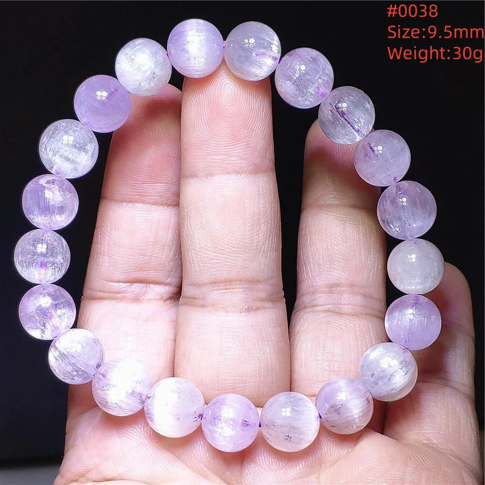 Natural Purple Kunzite Clear Round Beads Bracelet Jewelry Women Men Colorful Kunzite Bracelet Cat Eye Women Men AAAAAA