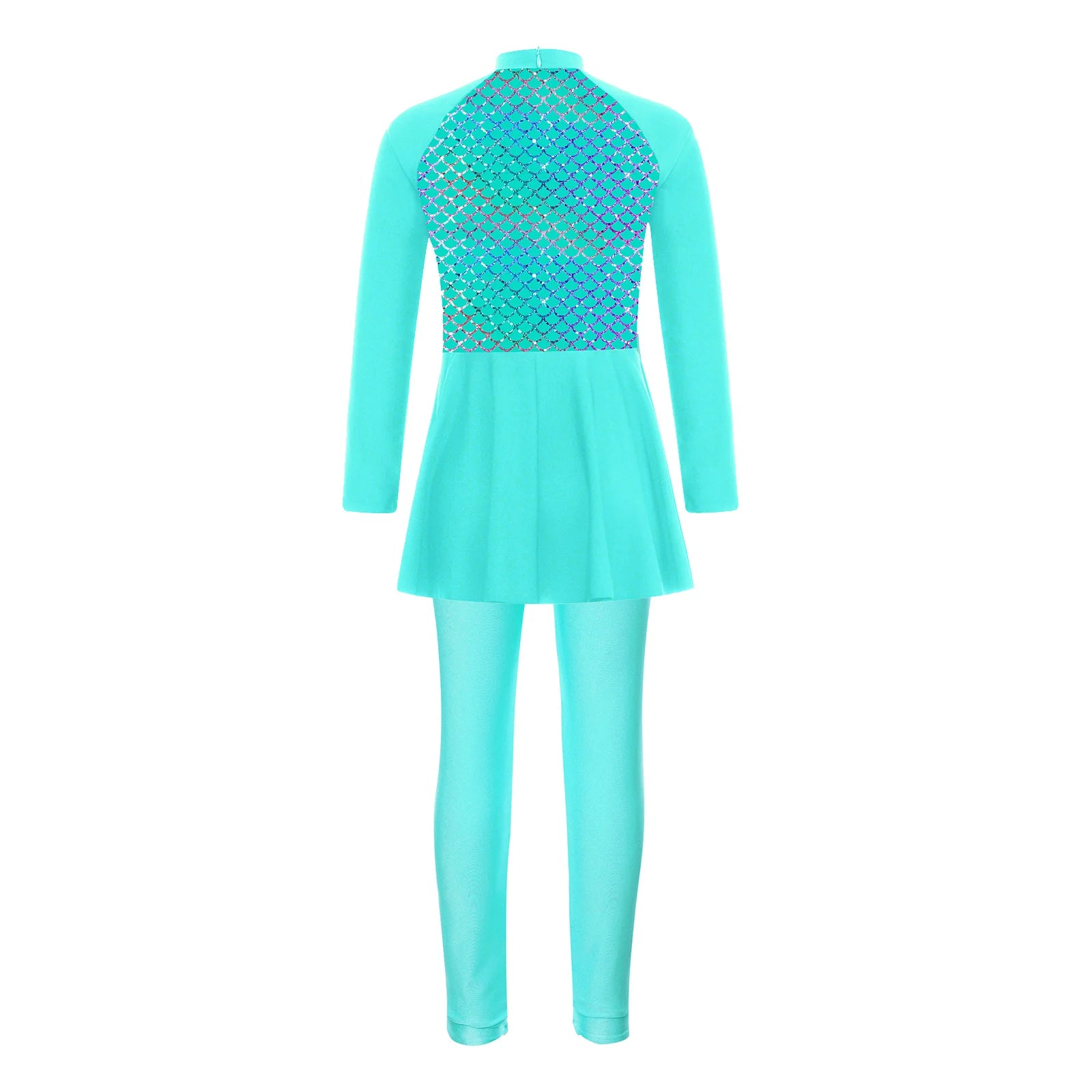 Girls Swimsuits 2 Piece Rash Guard Set UPF 50 Sun Protection Long Sleeve Swim Dress with Leggings Kids Full Body Cover Beachwear