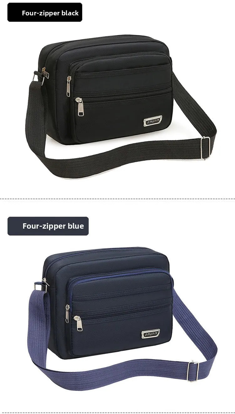 Casual Unisex Crossbody Bag Large Capacity Multi-layer Business Handling Bag Soft Nylon Material Zipper Closure Leisure Trave...
