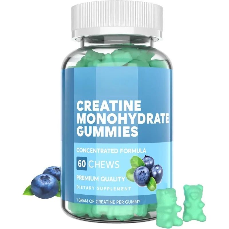 Creatine Monohydrate Gummie Blueberry Flavor 60pcs with 1000mg Creatine & Sodium Support Recovery After Exercise Muscle Strength