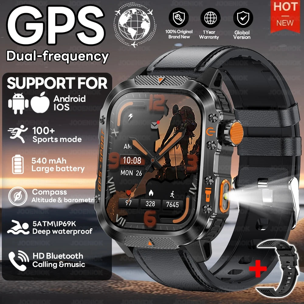 2025 New Dual-Frequency Satellite GPS Sports Smart Watch Compass Barometer Bluetooth Call 10ATM Waterproof Swim Smart Bracelet