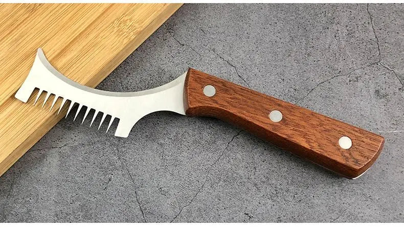 403 Stainless Steel Wide Tooth Green Onion Slicer Kitchen Solid Wood Handle Onion Cutter Shredder Vegetable Cutting Gadget Tool
